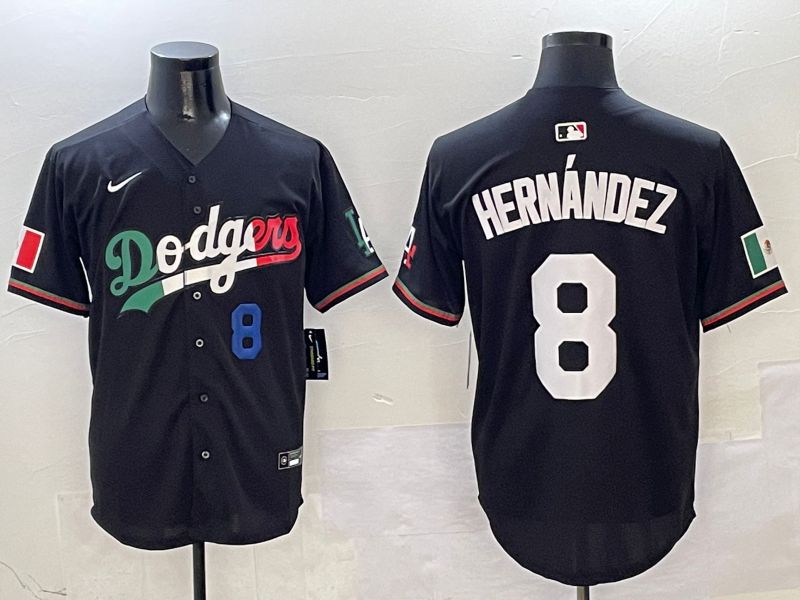 Men Los Angeles Dodgers 8 Hernandez Black Mexico Nike 2025 MLB Jersey style 2